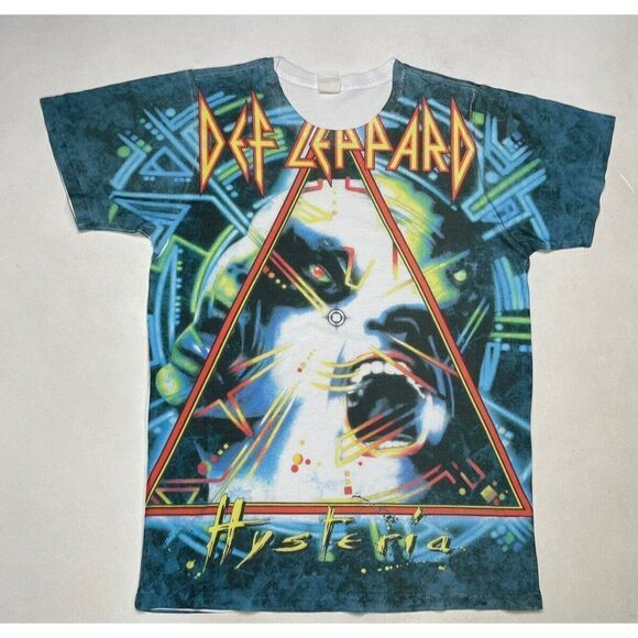 Def Leppard All Over Print Graphic T-shirt Men Medium Short Sleeve Music - Picture 1 of 5